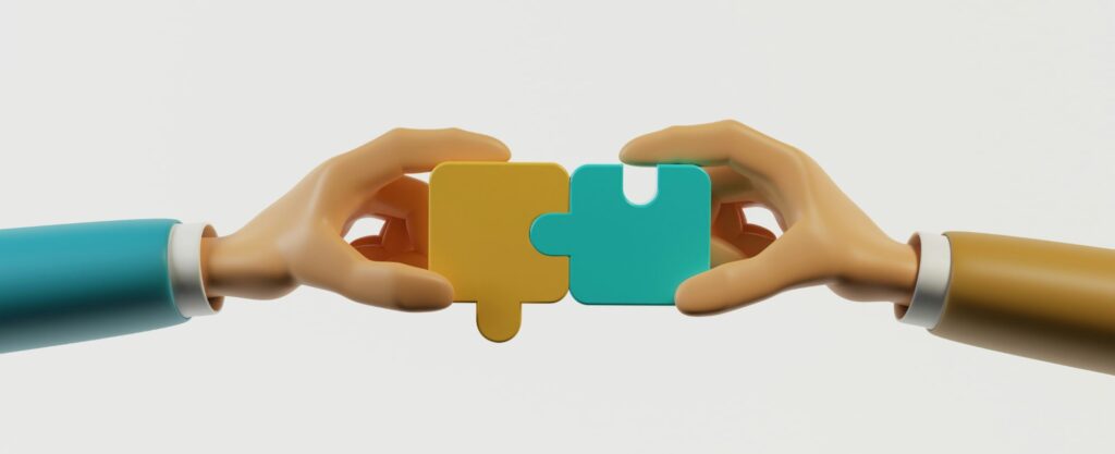 Graphic of jigsaw pieces being fit together.